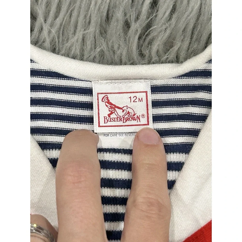 Vintage Buster Brown Patriotic Sailor Style Red-White-Blue Romper Size‎ 12 Month